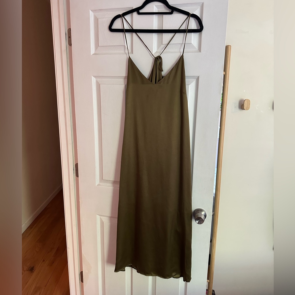 Whimsy + Row Jade Slip Dress In Shiny Hunter Green